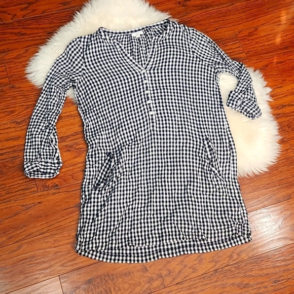 Soft Joie Dresses & Skirts - Joie White and Black Eguine Gingham Shirtdress